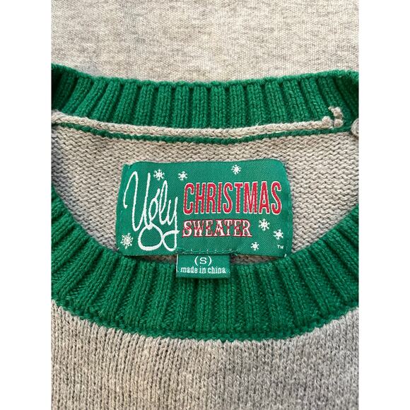 Ugly Christmas Invisible Man Mens Size M Holyday Christmas Grey Red Sweater - Picture 3 of 8